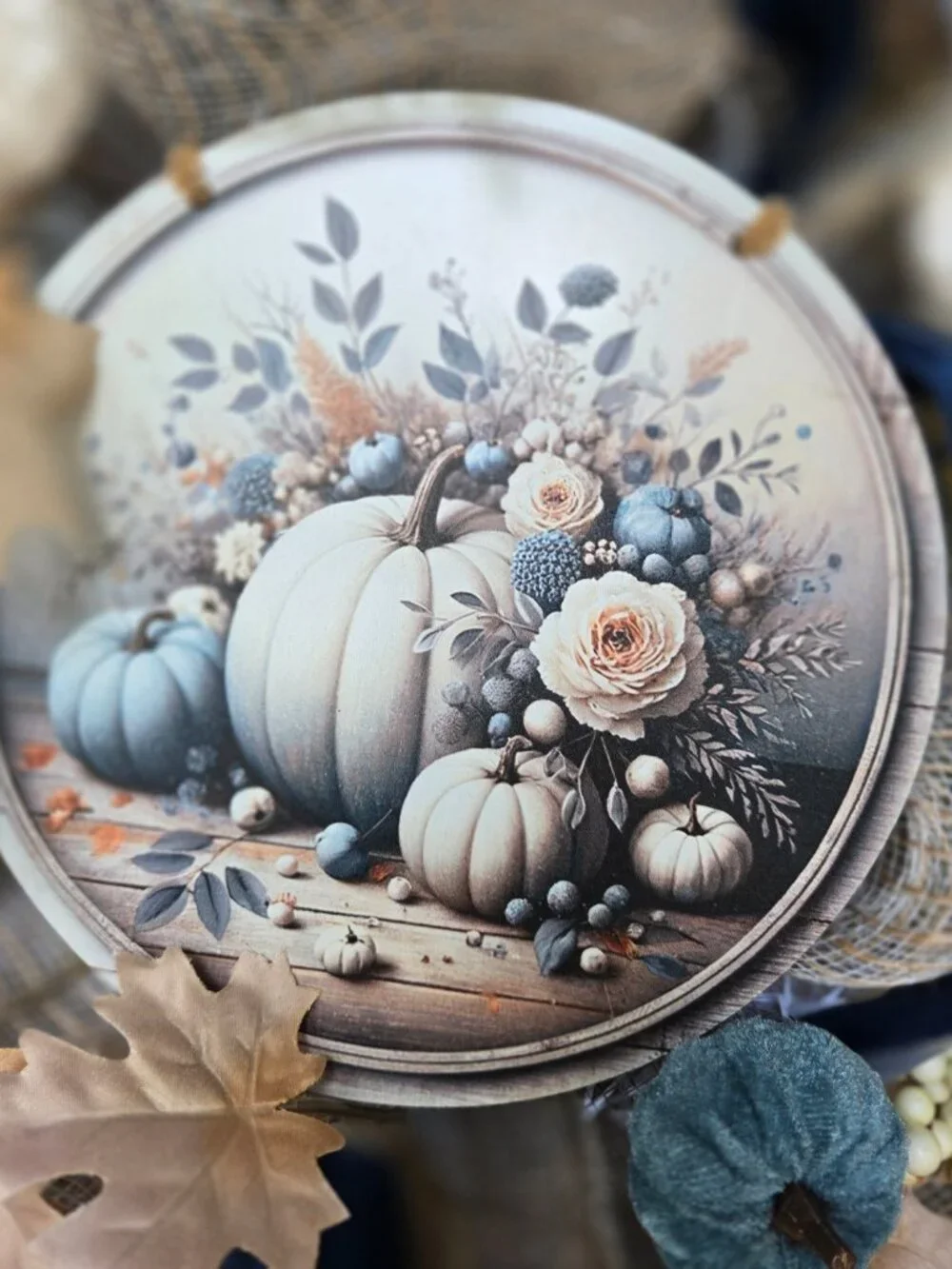 Autumnal Navy & Cream Fall Swag